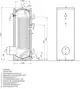 Wärmespeicher-Layout mit verschiedenen Anschlussmöglichkeiten, geeignet für die Kombination mit Vaillant Wärmepumpen. Technische Details und Maße sind abgebildet.